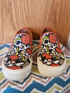 Coach Orange Multi Floral Slip-On Sneakers